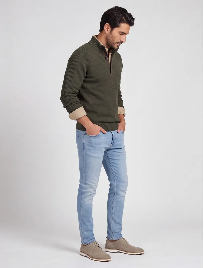 Baileys half-zip trui groen