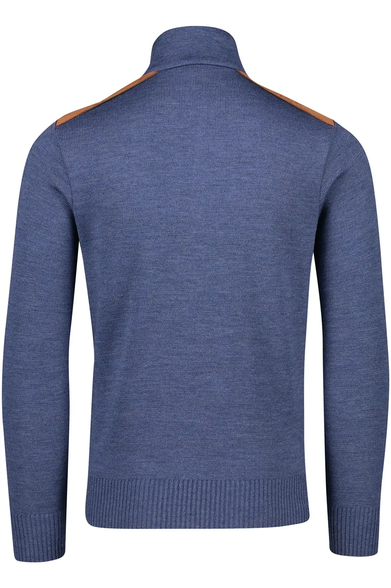 Paul & Shark sweater half zip blauw 100% virgin wol