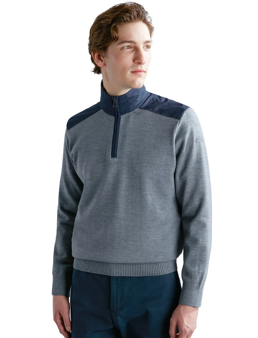 Paul & Shark sweater half zip grijs wol