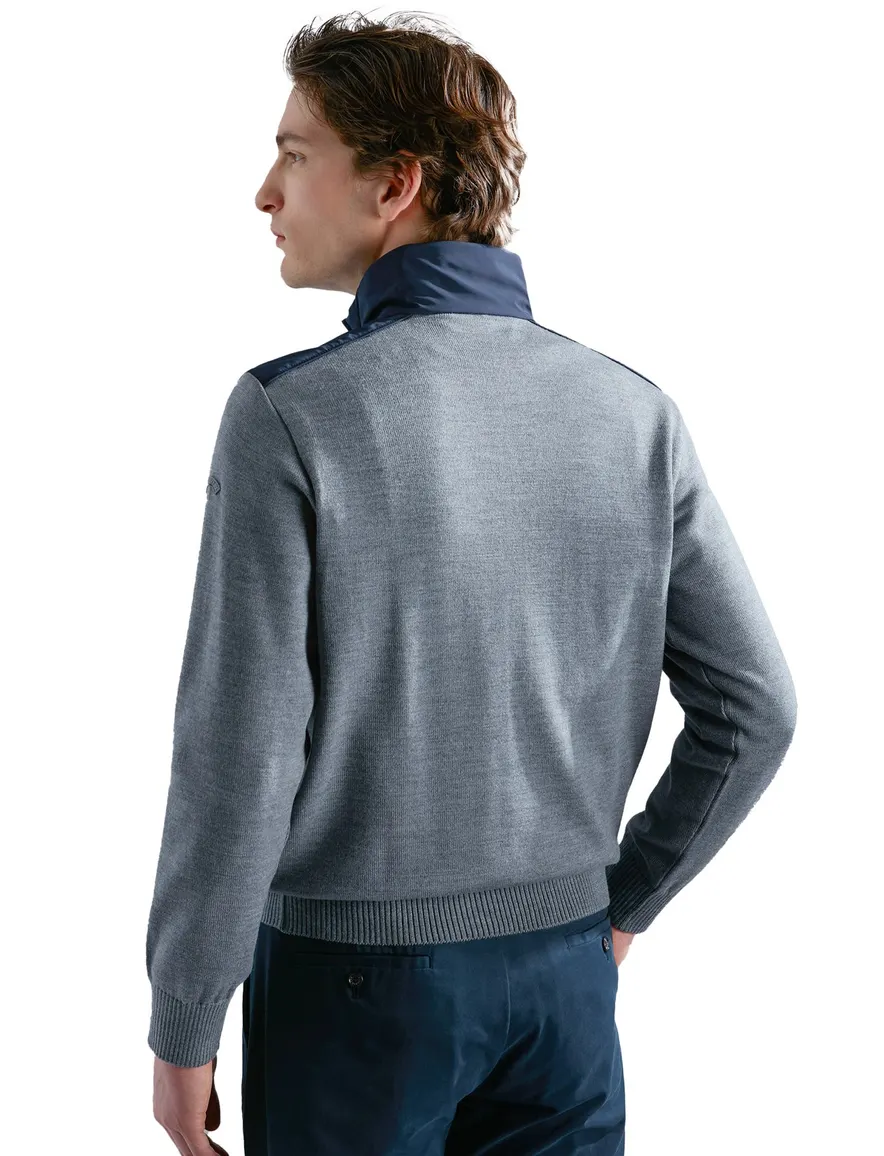 Paul & Shark sweater half zip grijs wol