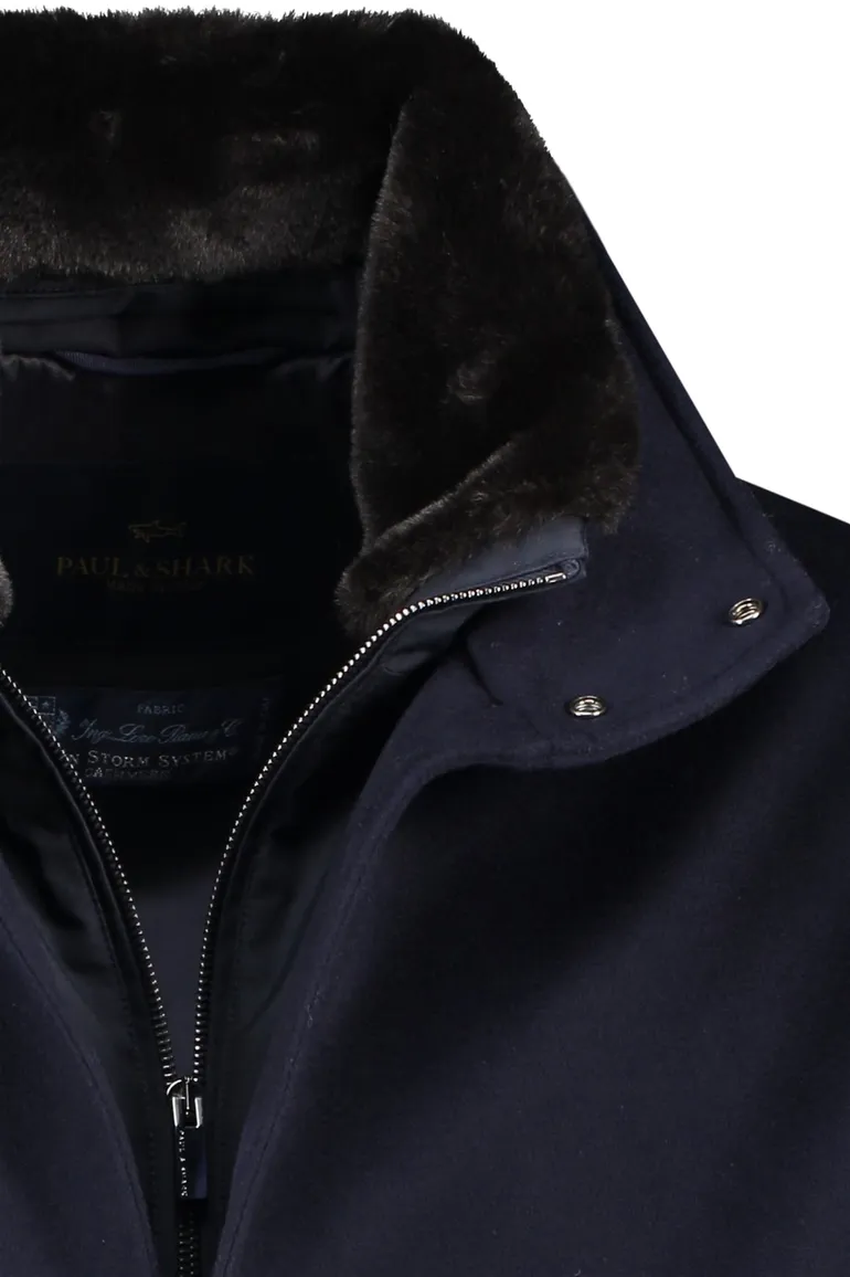 Paul & Shark winterjas donkerblauw kasjmier