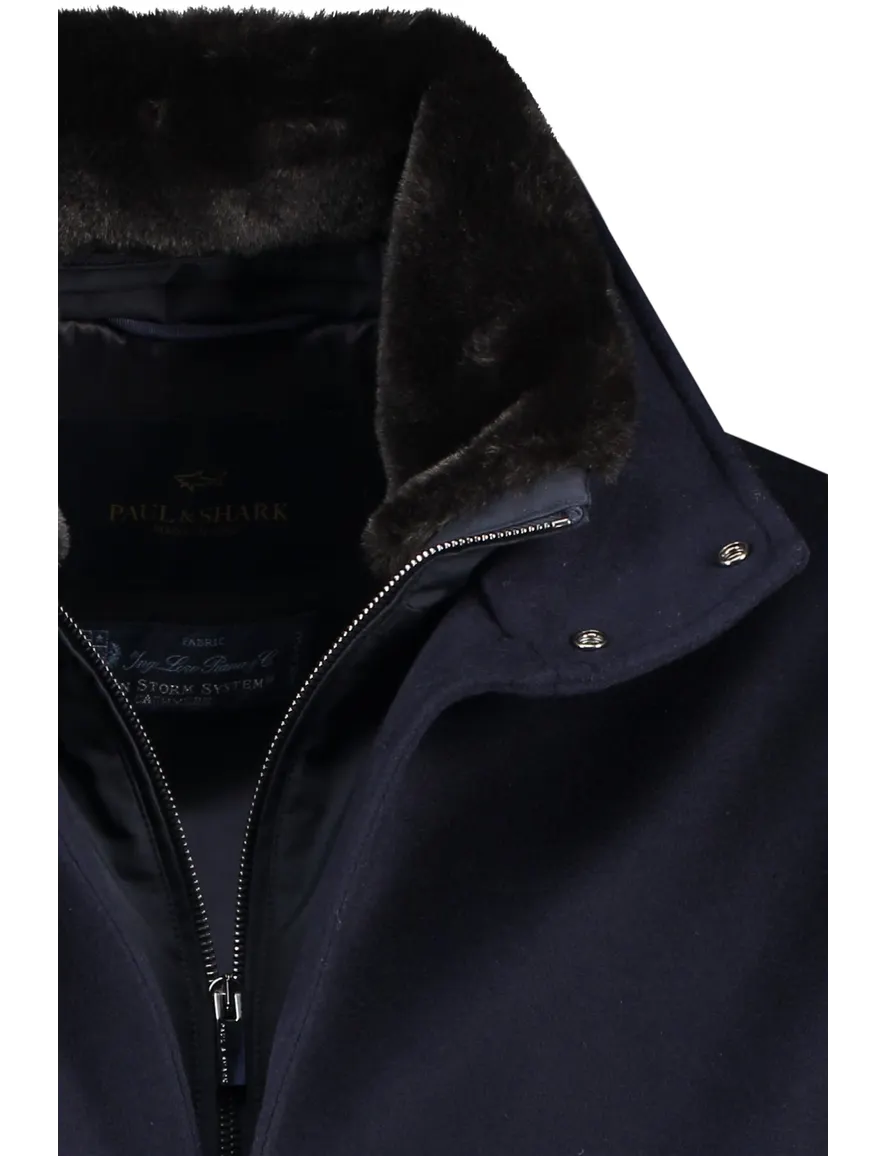 Paul & Shark winterjas donkerblauw kasjmier