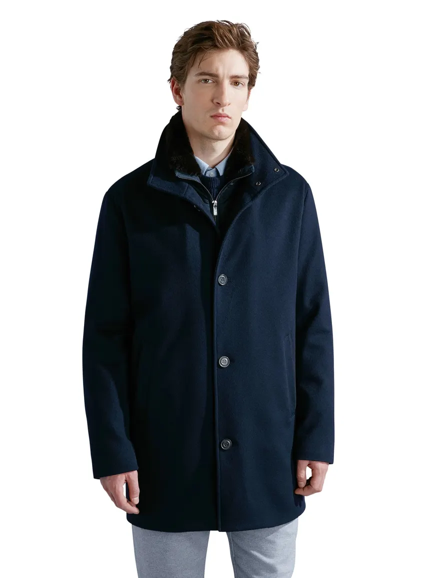 Paul & Shark winterjas donkerblauw kasjmier