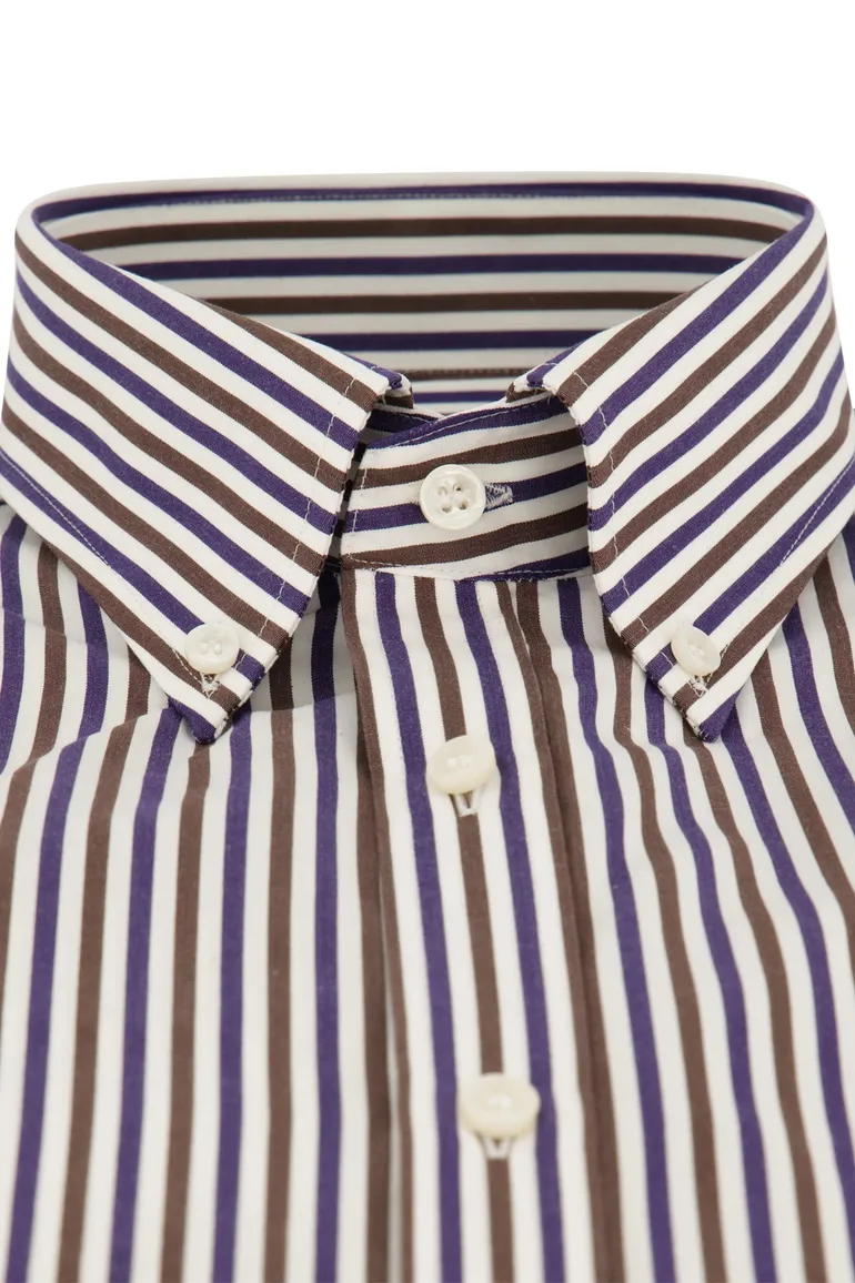 Paul & Shark overhemd bruin blauw gestreept