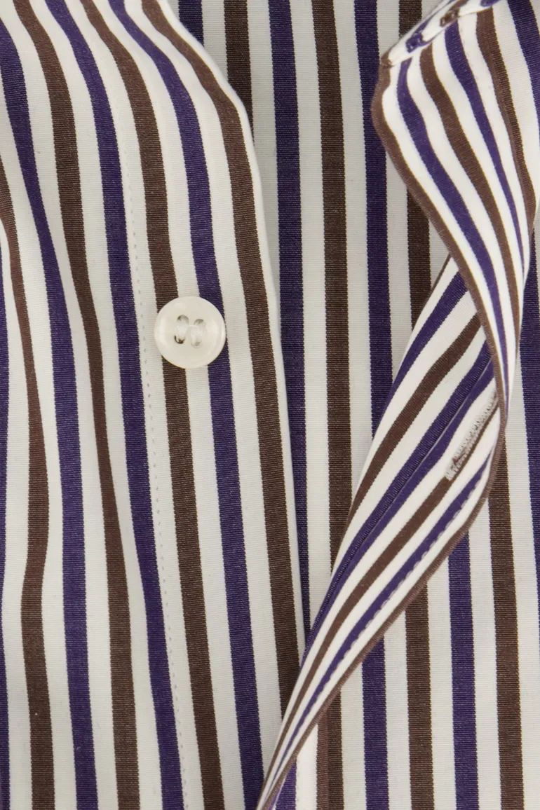 Paul & Shark overhemd bruin blauw gestreept