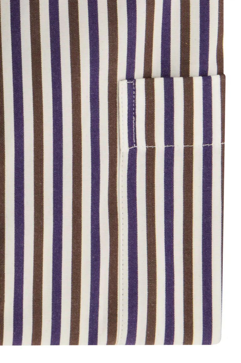 Paul & Shark overhemd bruin blauw gestreept