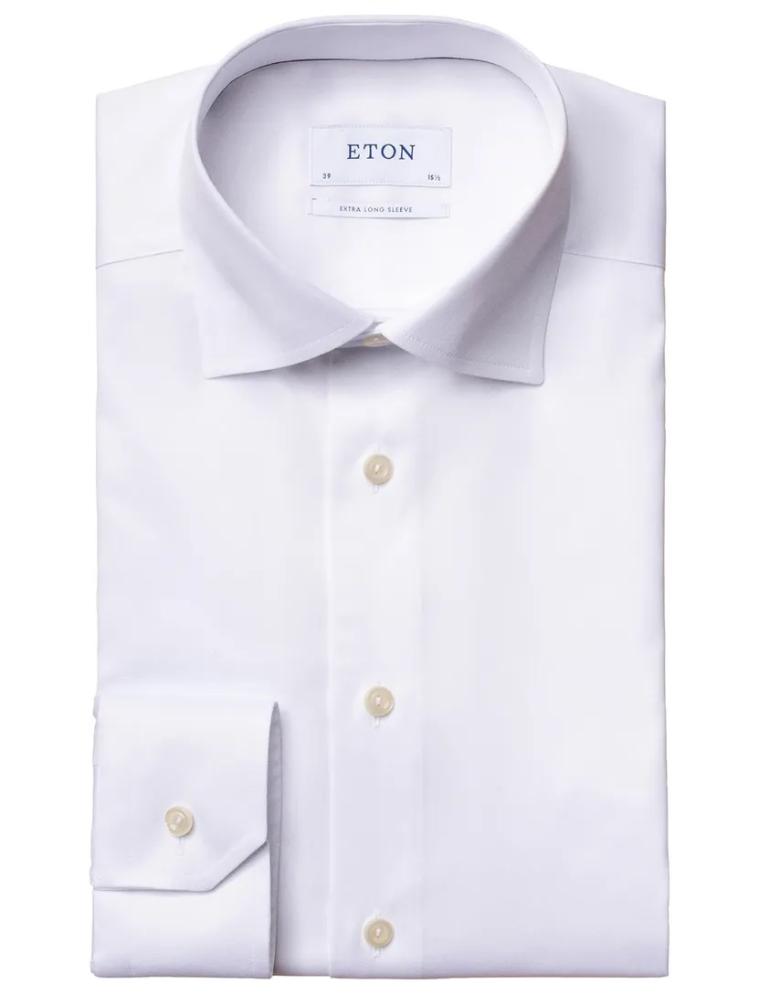 katoenen Eton overhemd effen wit slim fit
