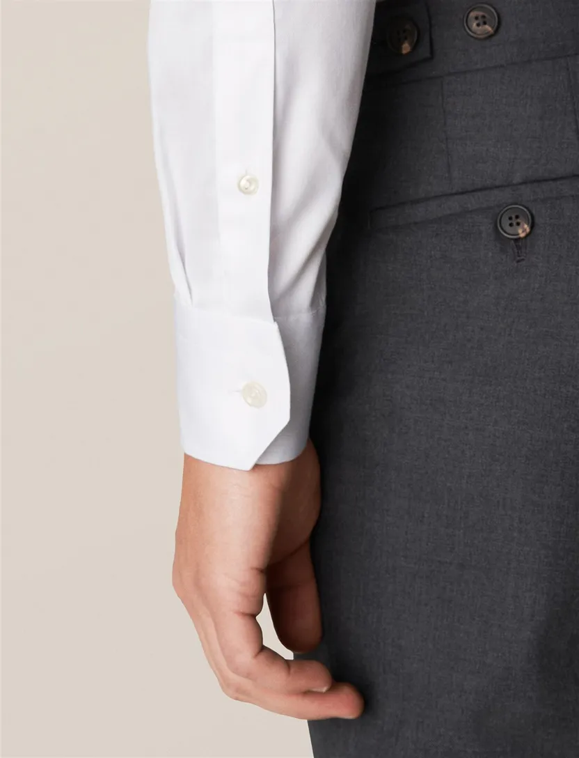 katoenen Eton overhemd effen wit slim fit