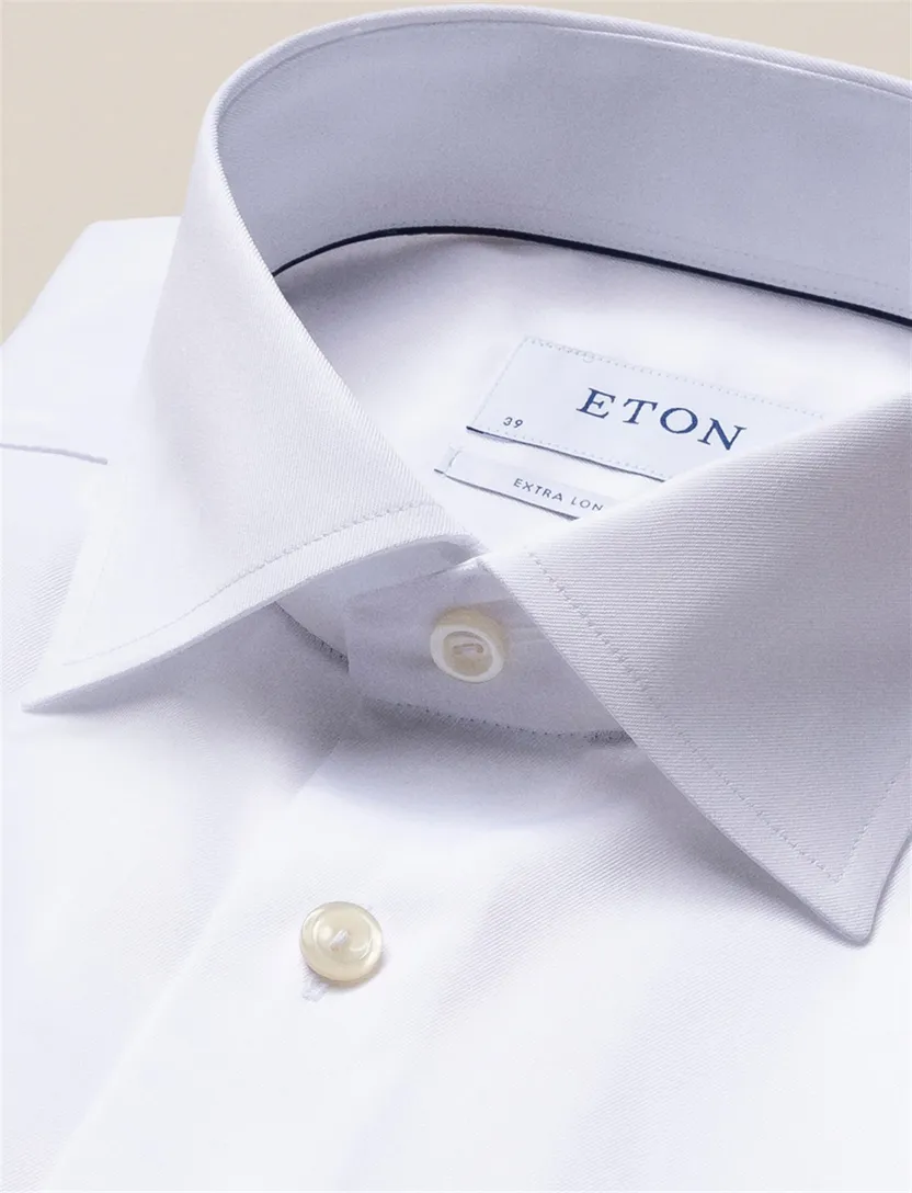 katoenen Eton overhemd effen wit slim fit