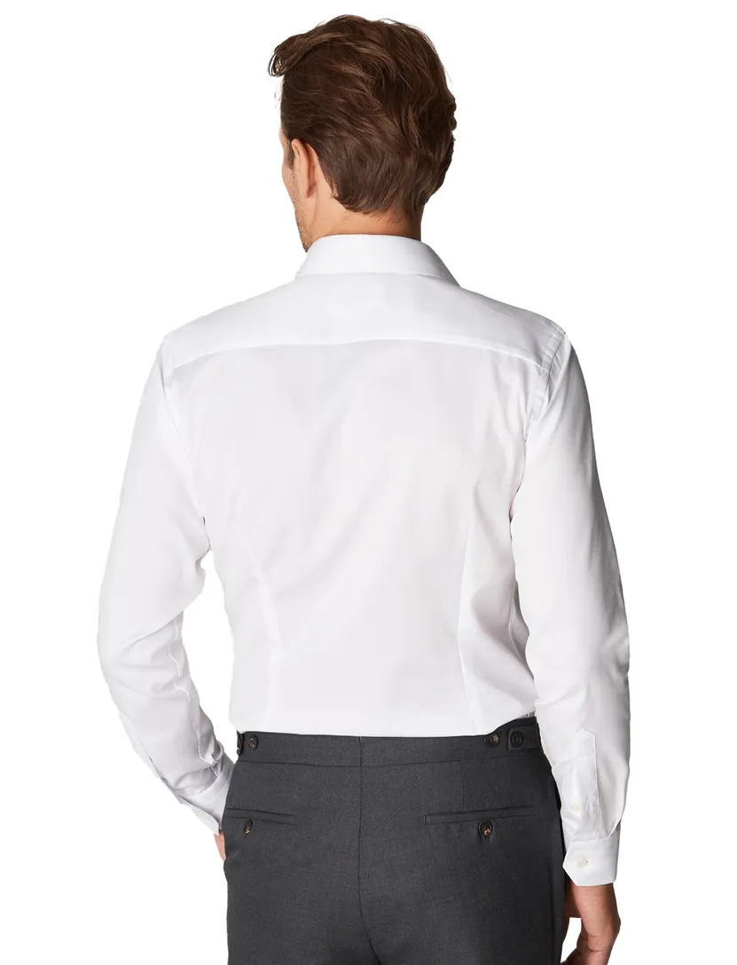 katoenen Eton overhemd effen wit slim fit