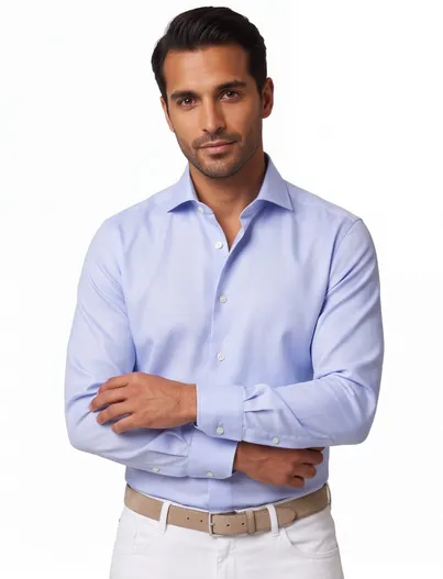 Eton Overhemd Eton Slim Fit mouwlengte 7 lichtblauw katoen