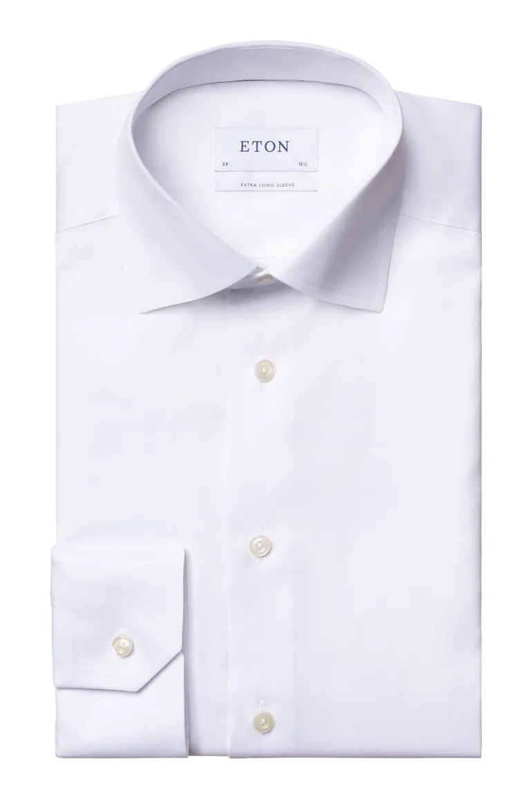 Eton overhemd mouwlengte 7 wit effen wide spread