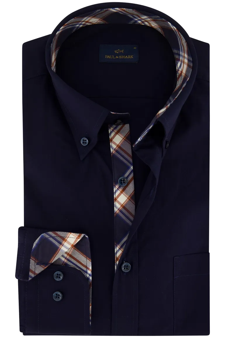 Pauk & Shark overhemd donkerblauw katoen