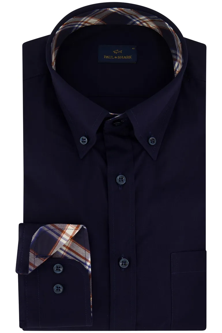 Pauk & Shark overhemd donkerblauw katoen