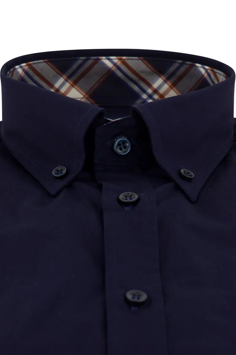 Pauk & Shark overhemd donkerblauw katoen
