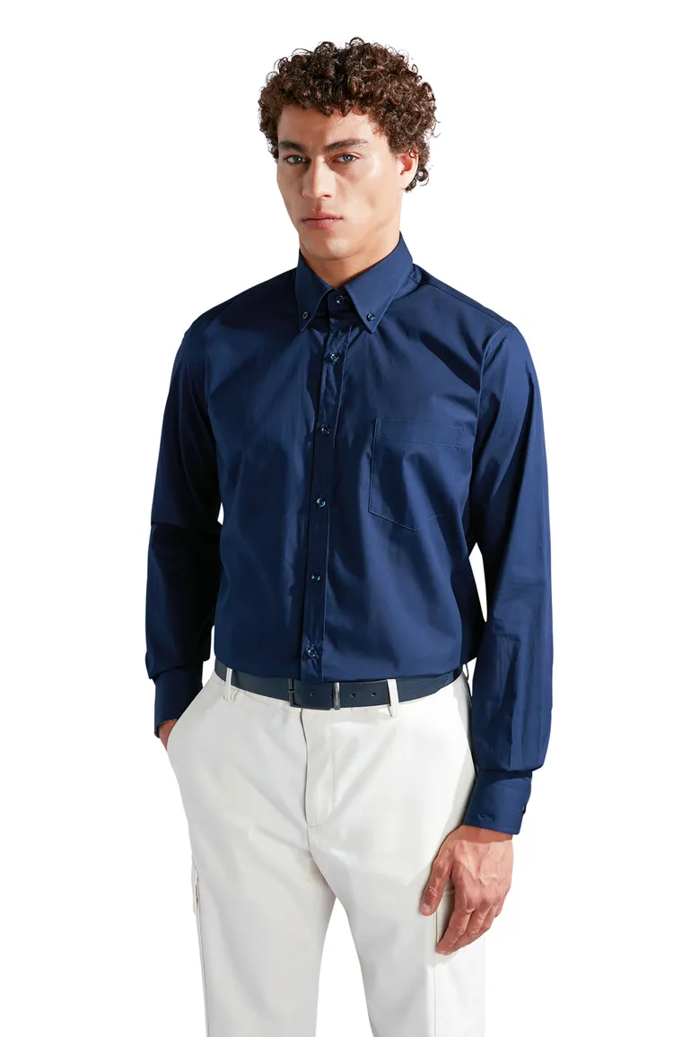 Pauk & Shark overhemd donkerblauw katoen