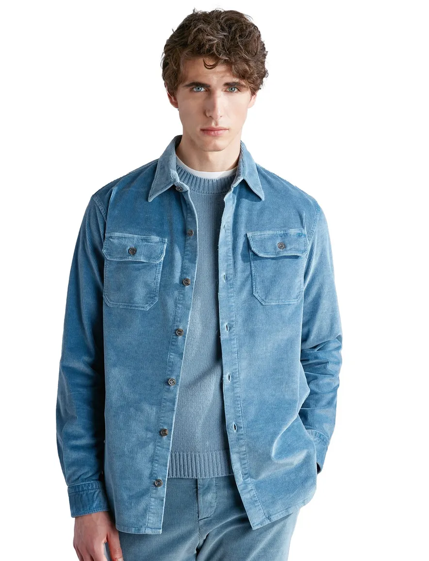 Paul & Shark overshirt lichtblauw corduroy