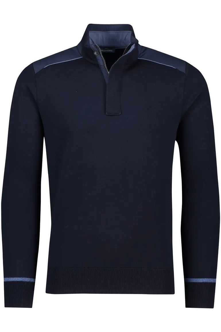 Paul & Shark trui effen donkerblauw virginwol