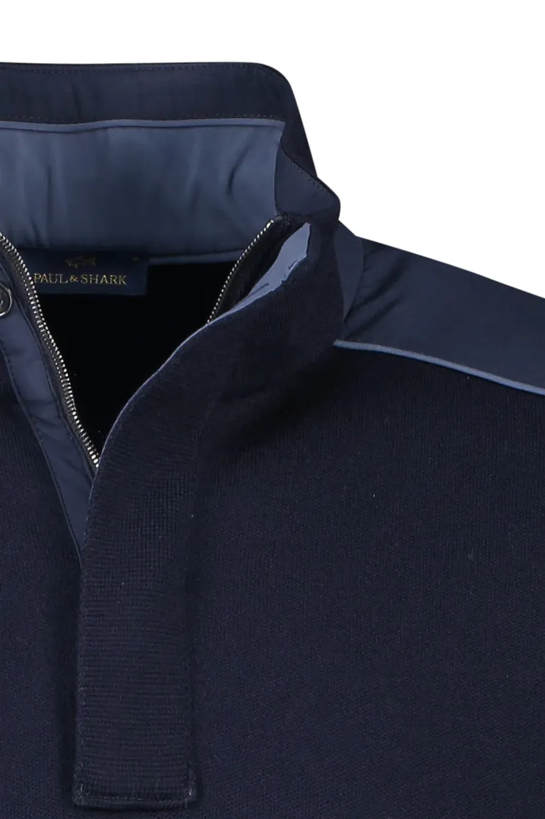 Paul & Shark trui effen donkerblauw virginwol