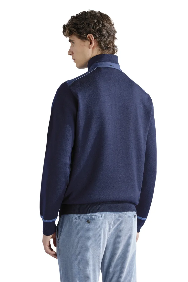 Paul & Shark trui effen donkerblauw virginwol