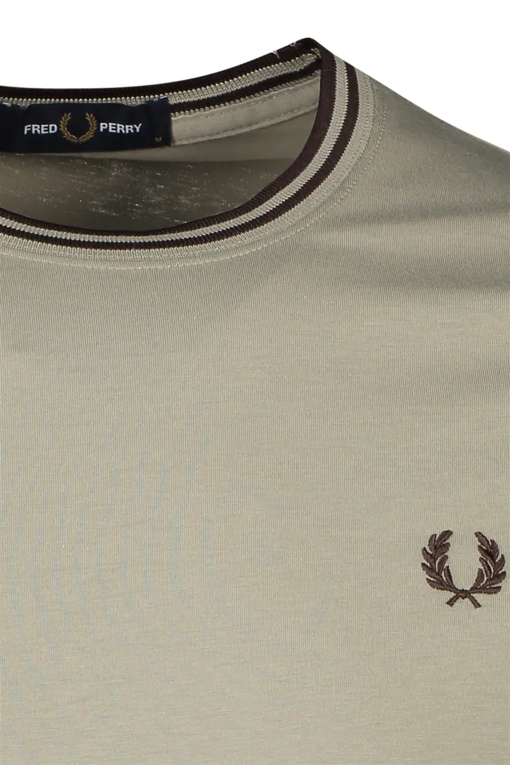 Fred Perry t-shirt effen bruin katoen