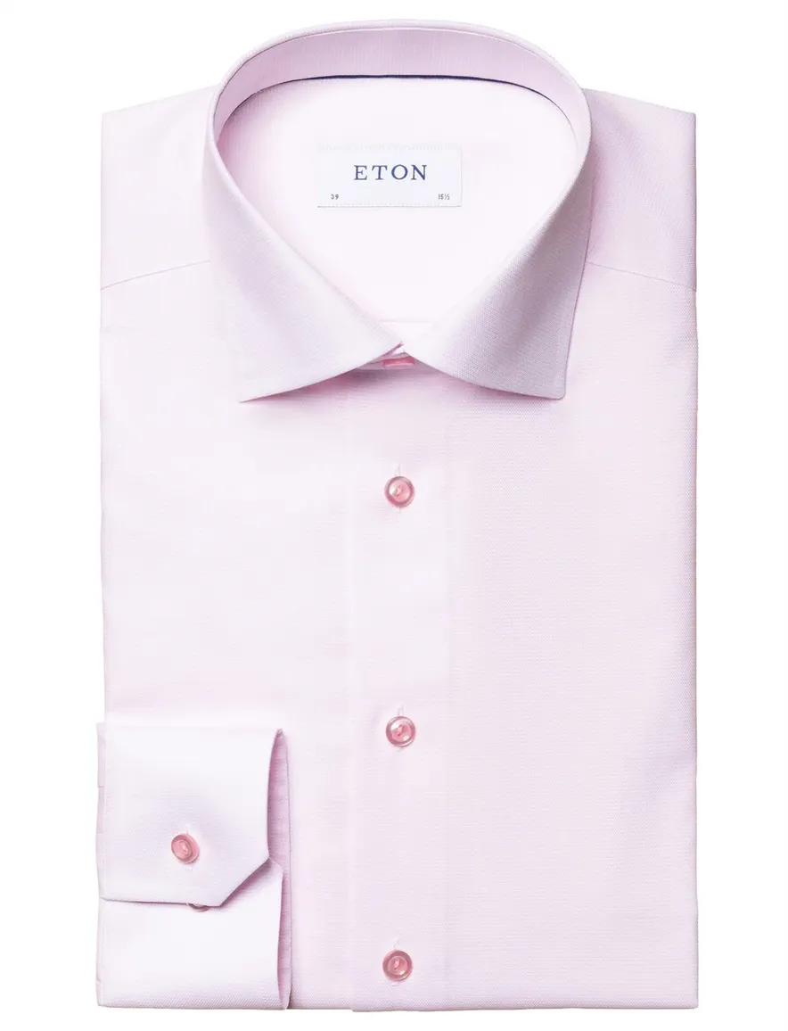 Eton overhemd effen roze katoen slim fit
