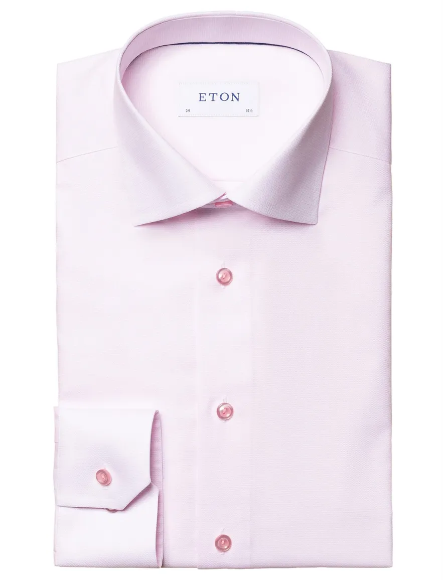 Eton overhemd roze Textured Twill slim fit