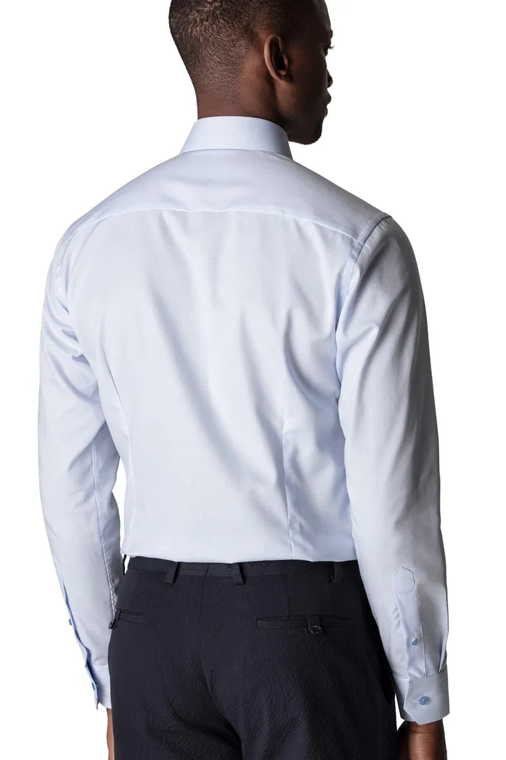Contemporary fit katoen Eton overhemd lichtblauw patroon