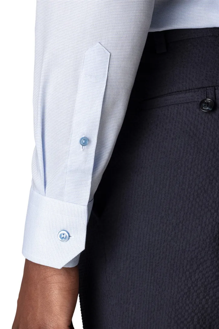Contemporary fit katoen Eton overhemd lichtblauw patroon