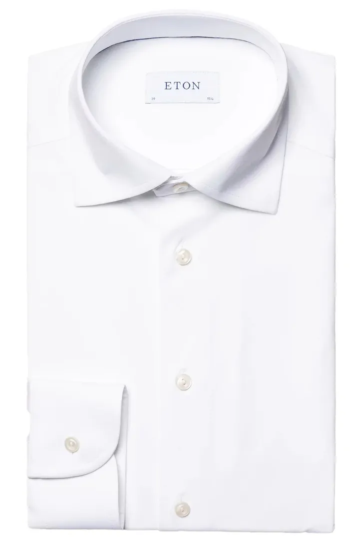 Slim fit Eton Four-way stretch business overhemd wit