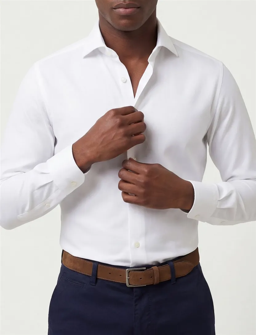 Slim fit Eton Four-way stretch business overhemd wit