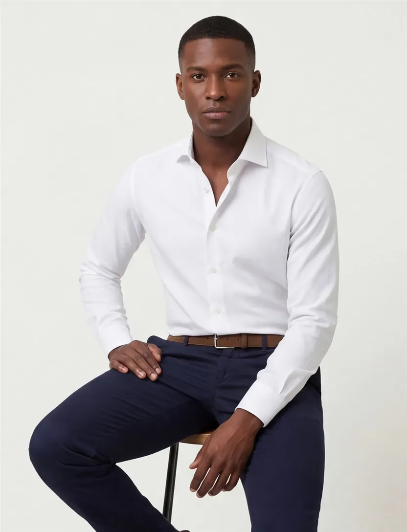 Slim fit Eton Four-way stretch business overhemd wit