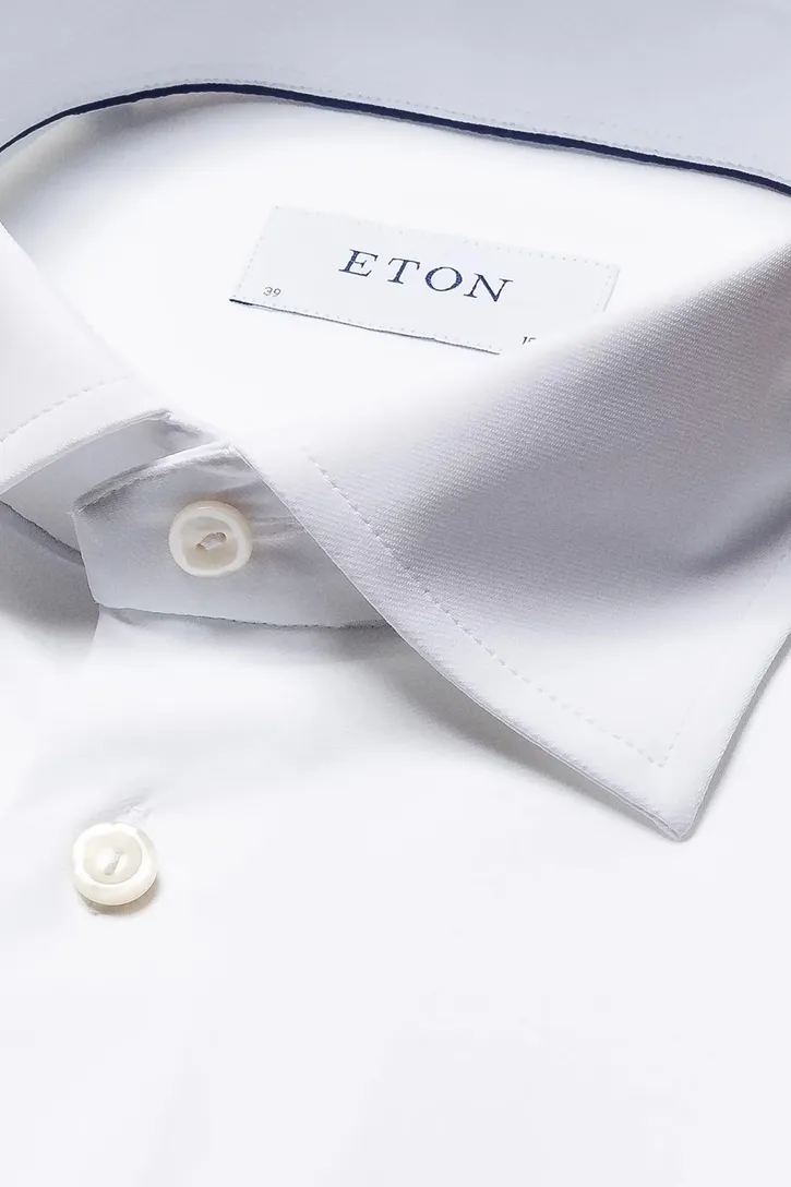 Slim fit Eton Four-way stretch business overhemd wit