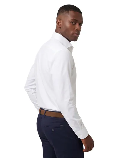 Eton Eton overhemd polyamide slim fit wit Four-way stretch