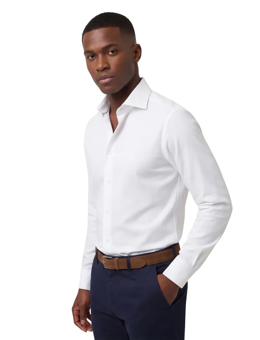 Slim fit Eton Four-way stretch business overhemd wit
