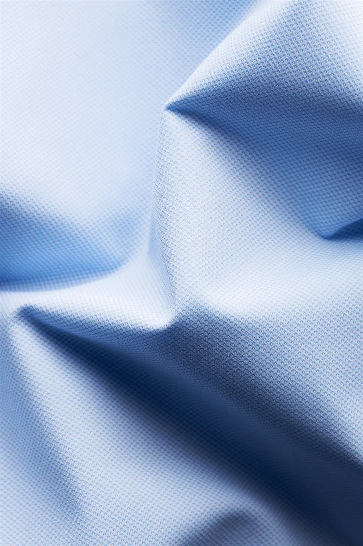 Katoenen Eton overhemd effen lichtblauw slim fit