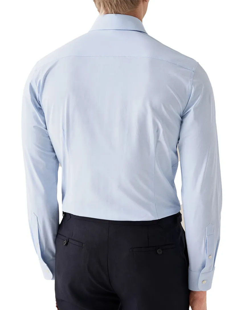Katoenen Eton overhemd effen lichtblauw slim fit