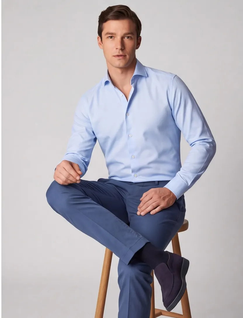 Eton overhemd lichtblauw Four-Way Stretch contemporary fit
