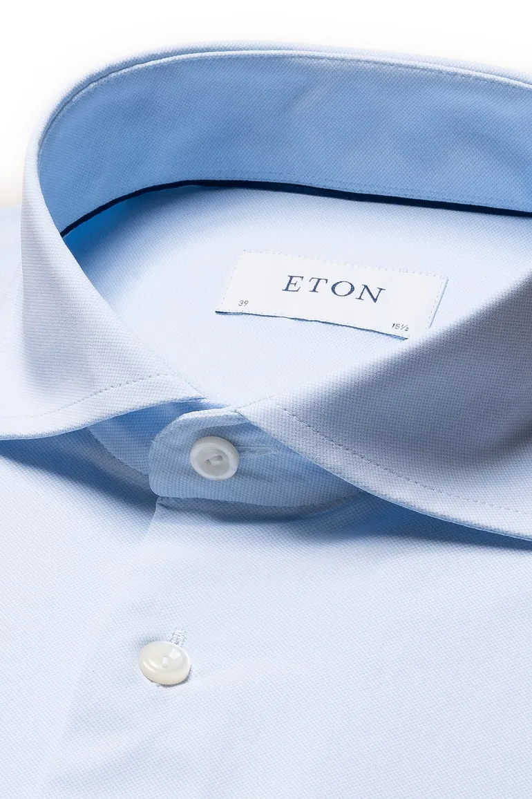 Eton overhemd lichtblauw Four-Way Stretch effen