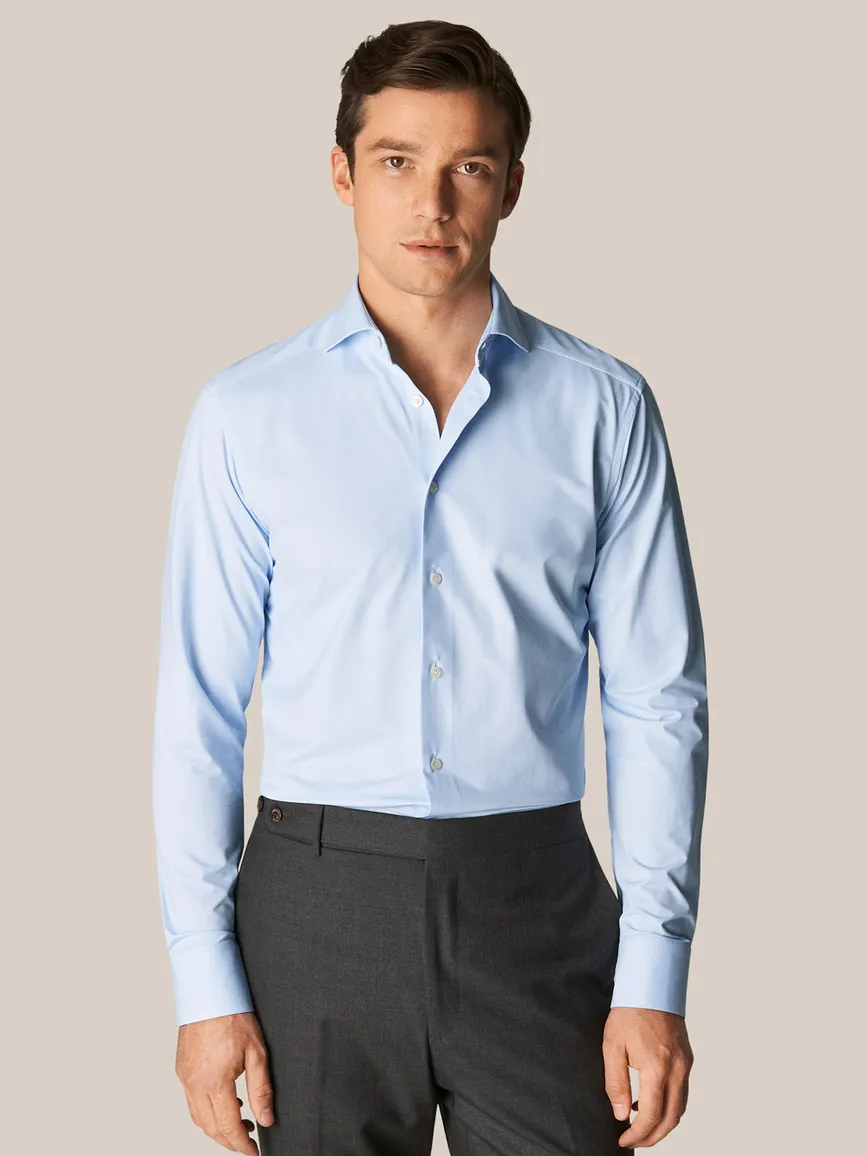 Eton overhemd lichtblauw Four-Way Stretch effen