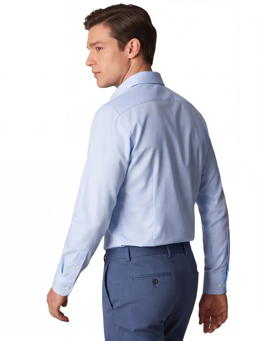 Four-Way Stretch Eton overhemd contemporary fit lichtblauw