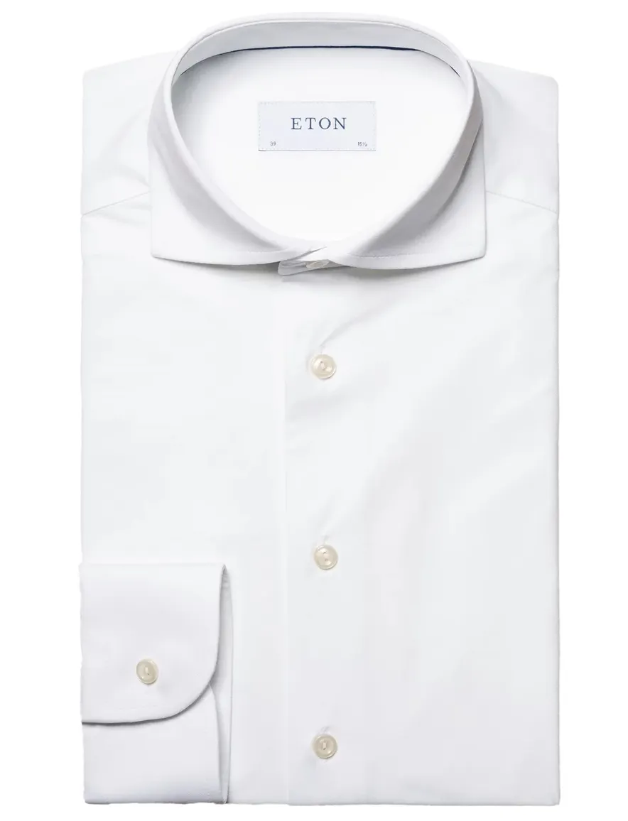 Eton overhemd slim fit wit four-way stretch
