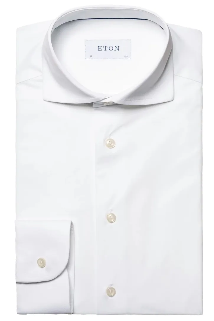 Four-way Eton stretch overhemd katoen slim fit wit