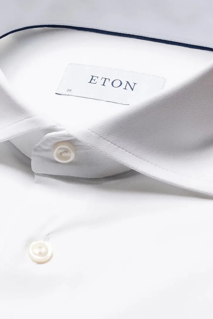 Four-way Eton stretch overhemd katoen slim fit wit