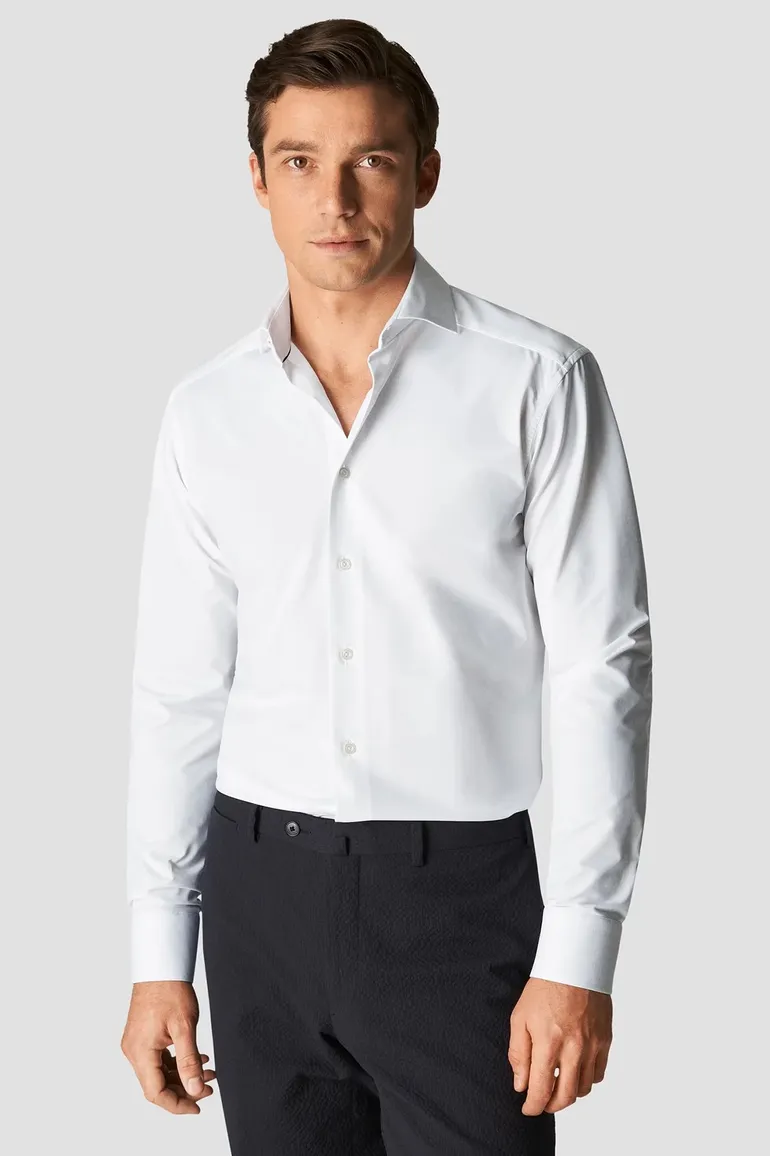 Eton overhemd slim fit wit four-way stretch