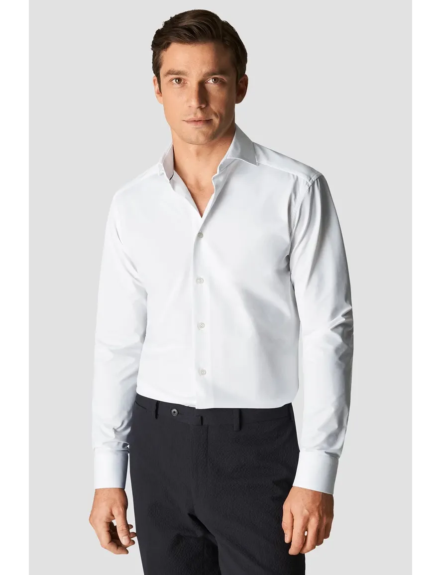 Eton overhemd slim fit wit four-way stretch