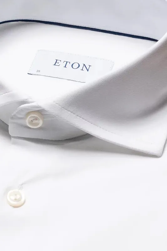 Four-way Eton stretch overhemd katoen slim fit wit