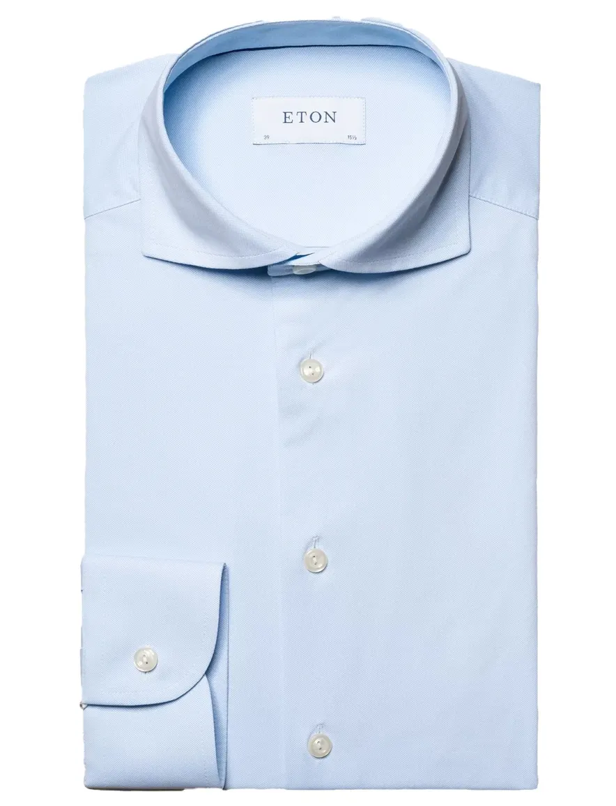 Eton overhemd Slim Fit lichtblauw Four-Way stretch