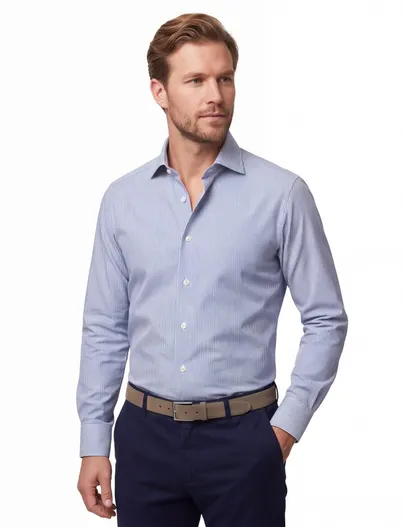 Eton Katoenen Eton overhemd gestreept blauw slim fit