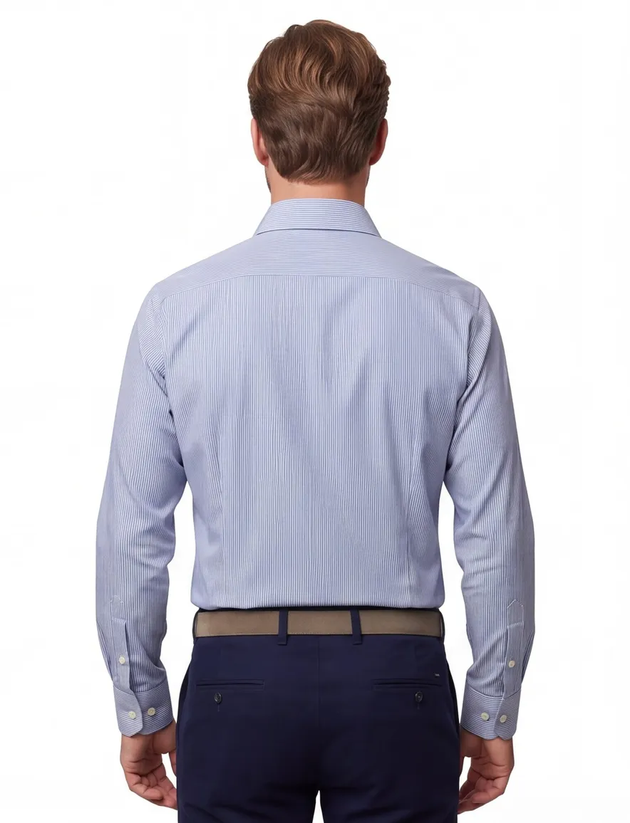 Eton overhemd blauw Fine Striped Signature Twill slim fit